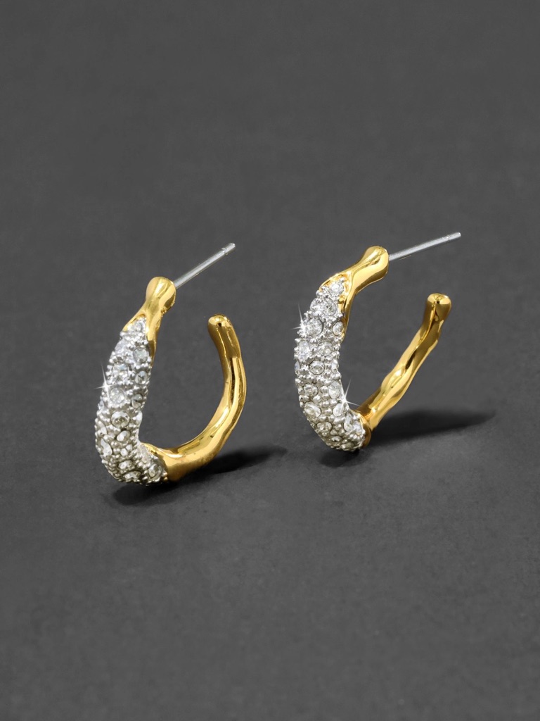 Alexis Bittar Earrings Solanales Gold Crystal Twist Mini Hoop My18